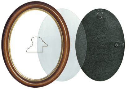 Oval frame walnut with gold wooden frame