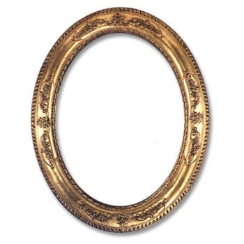 Ornamento floreale ovale con cornice dorata