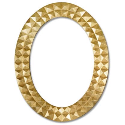 Ornamento geometrico dorato con cornice ovale
